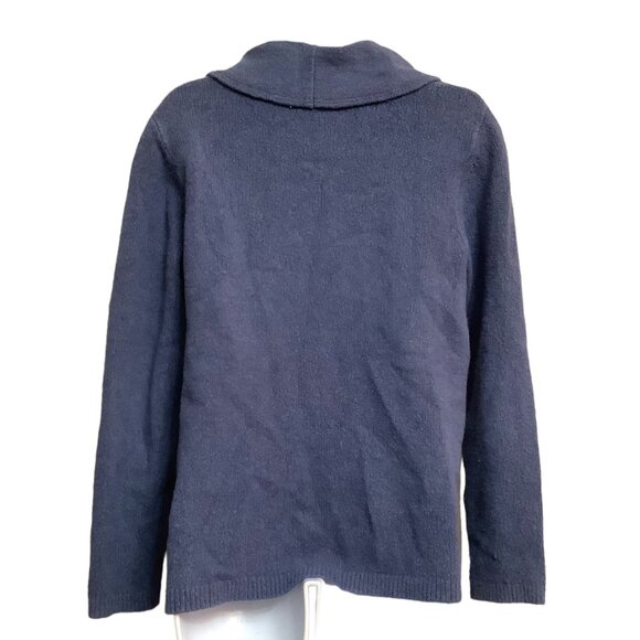 J JILL Boucle Knit Cowl Neck Pullover Sweater Cotton Blend Blue Size M - Picture 3 of 7